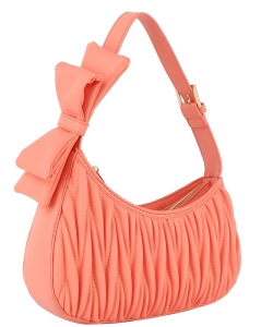Bow Strap Chevron Quilted Hobo Shoulder Bag DX-0200-M CORAL